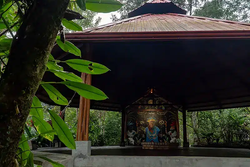 Traditional indigenous maloka ceremony space at MahaDevi ayahuasca retreat in Putumayo, Colombia