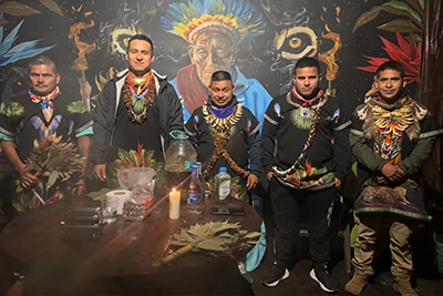 Indigenous healers and facilitators at an ayahuasca retreat in Colombia