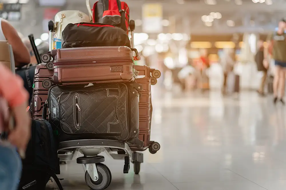 Travellers at airport heading to an ayahuasca retreat in Colombia from California